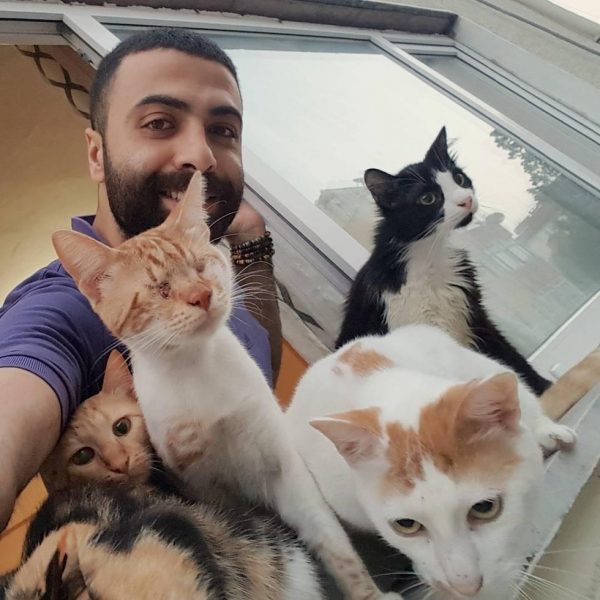 Хозяин с кошками